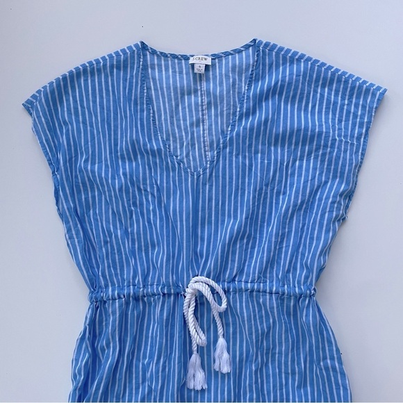 J.Crew Factory Women's Blue White Cover-up Midi Dress with Rope Tie Size Small - Picture 4 of 10